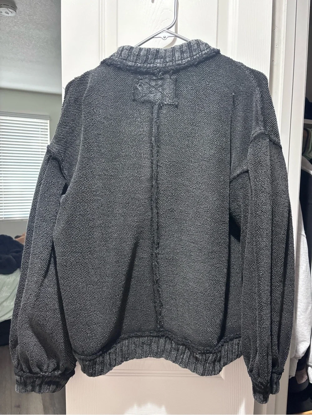 We The Free Charcoal Gray Button-Front Knit Cardigan